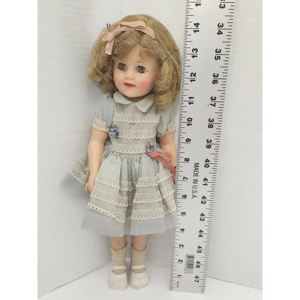 Vintage 1950s Ideal Shirley Temple Doll Blue Lace Dress